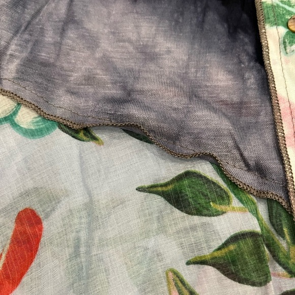 [XL/PTP22”]Funsport Floral Button Hip Shirt Blue Mixed Fabric Multicoloured - Picture 4 of 9